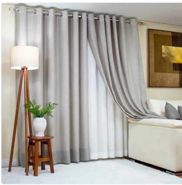 Cortinas prontas de ilhoses em Gaze de linho sintético com forro microfibra - Image 2